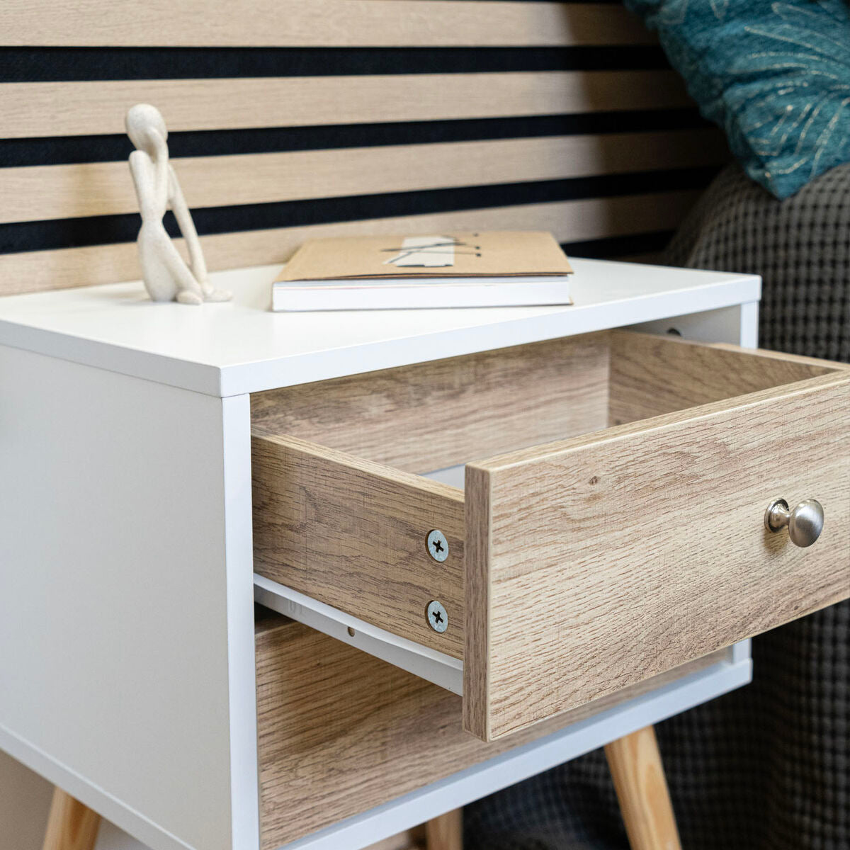 Nightstand Vinthera Moa White Brown 40 x 49,5 x 30 cm-3