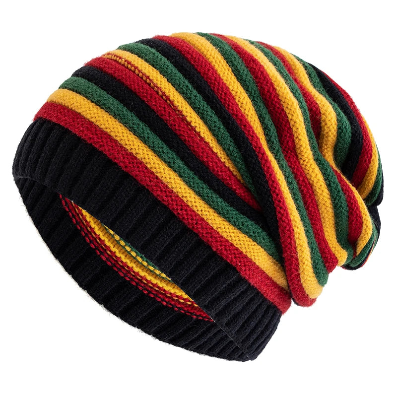 Slouchy Winter Beanie mit Streifen
