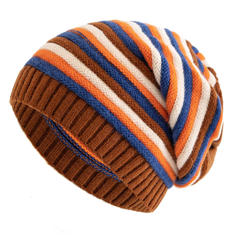 Slouchy Winter Beanie mit Streifen