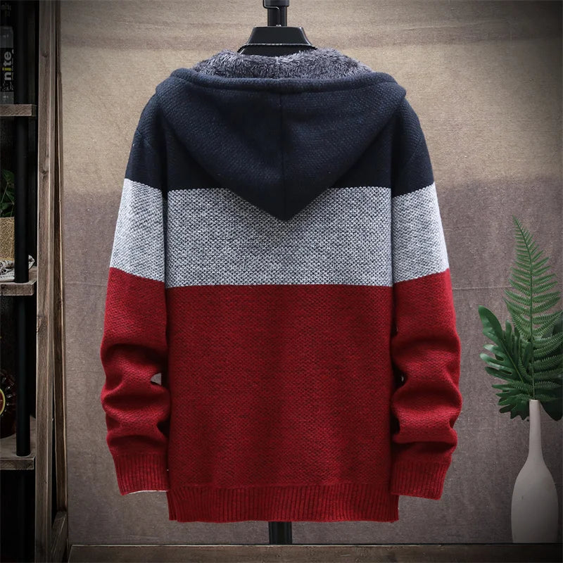 Fleece cardigan with hood