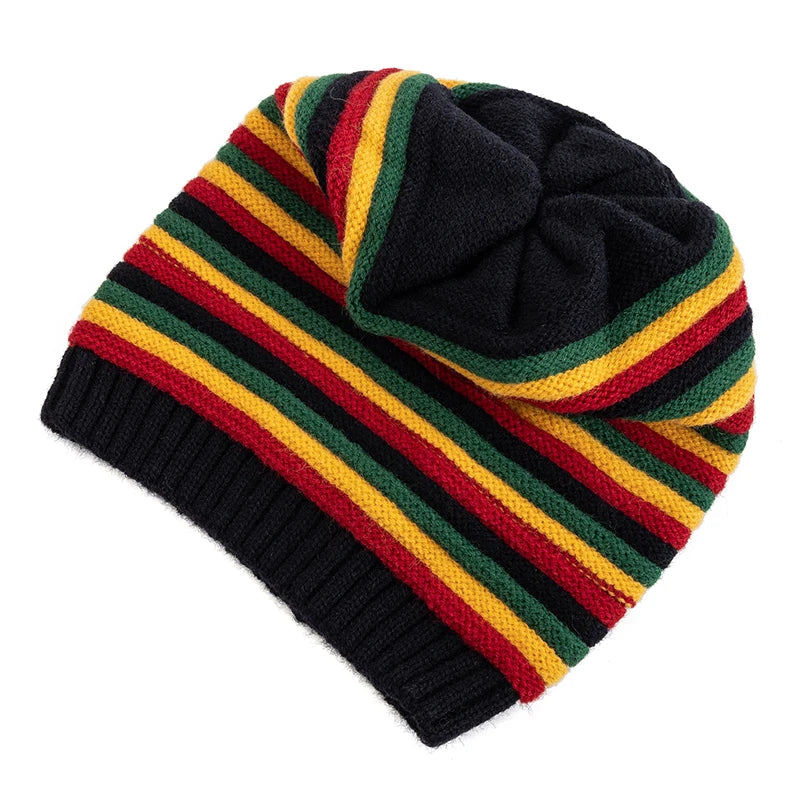 Slouchy Winter Beanie mit Streifen