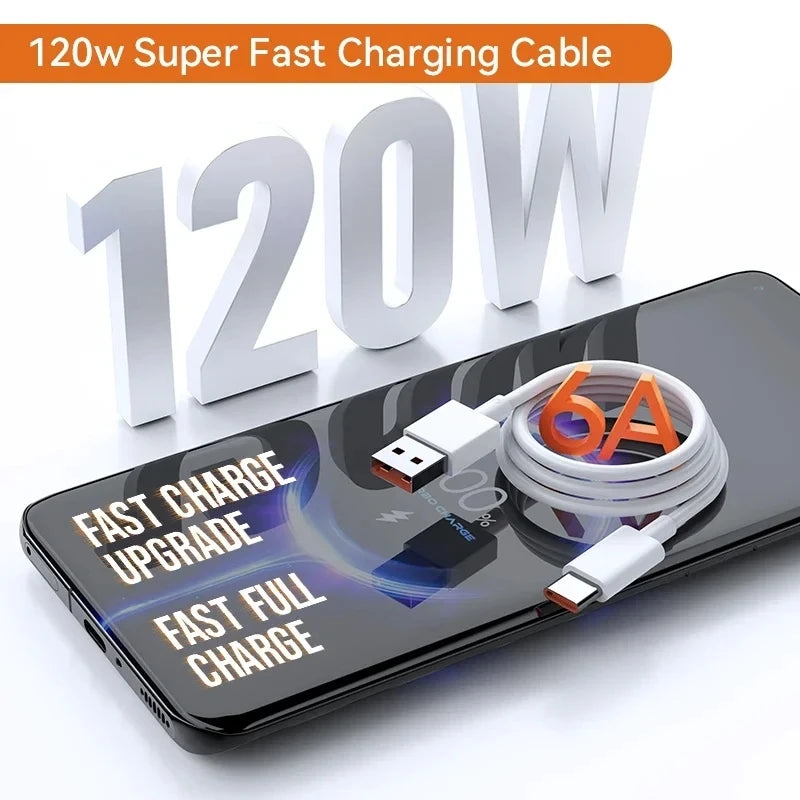 Super Fast USB-C charging cable (120W, 6A)