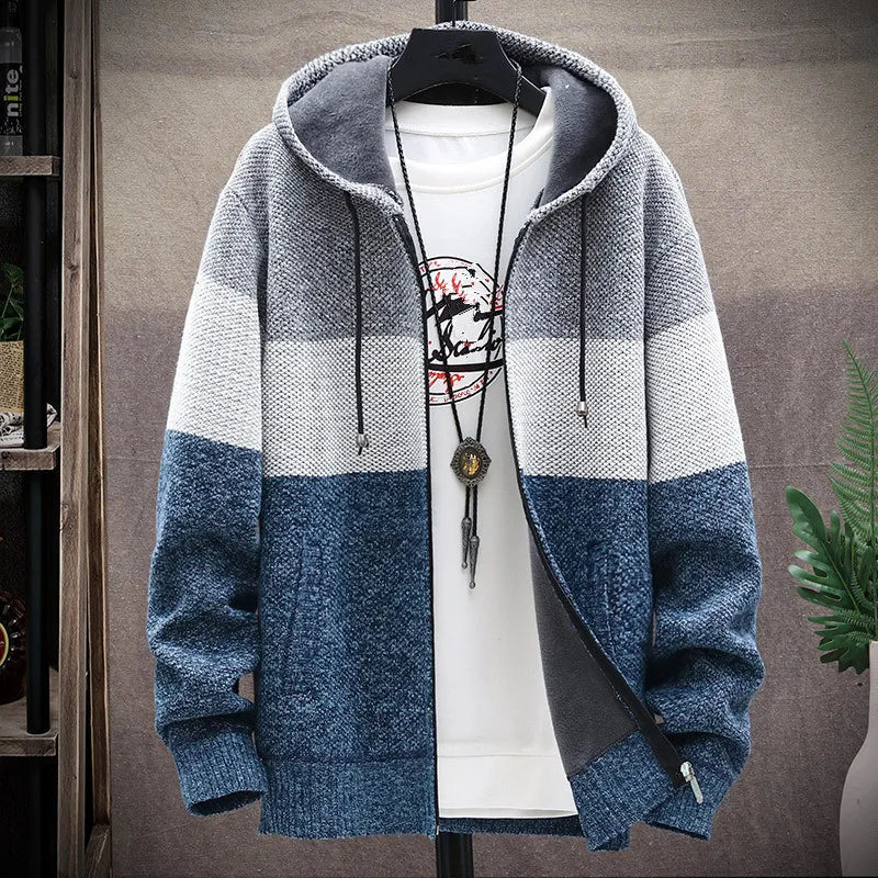 Fleece cardigan with hood