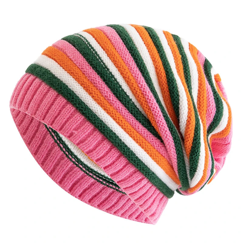 Slouchy Winter Beanie mit Streifen