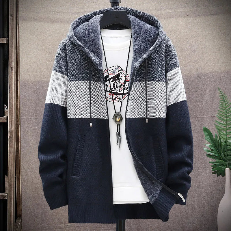 Fleece cardigan with hood