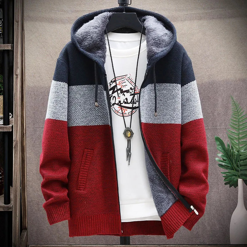 Fleece cardigan with hood