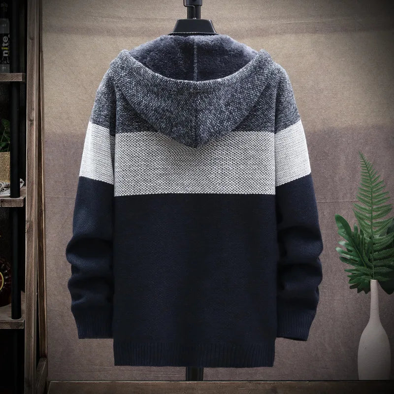Fleece cardigan with hood