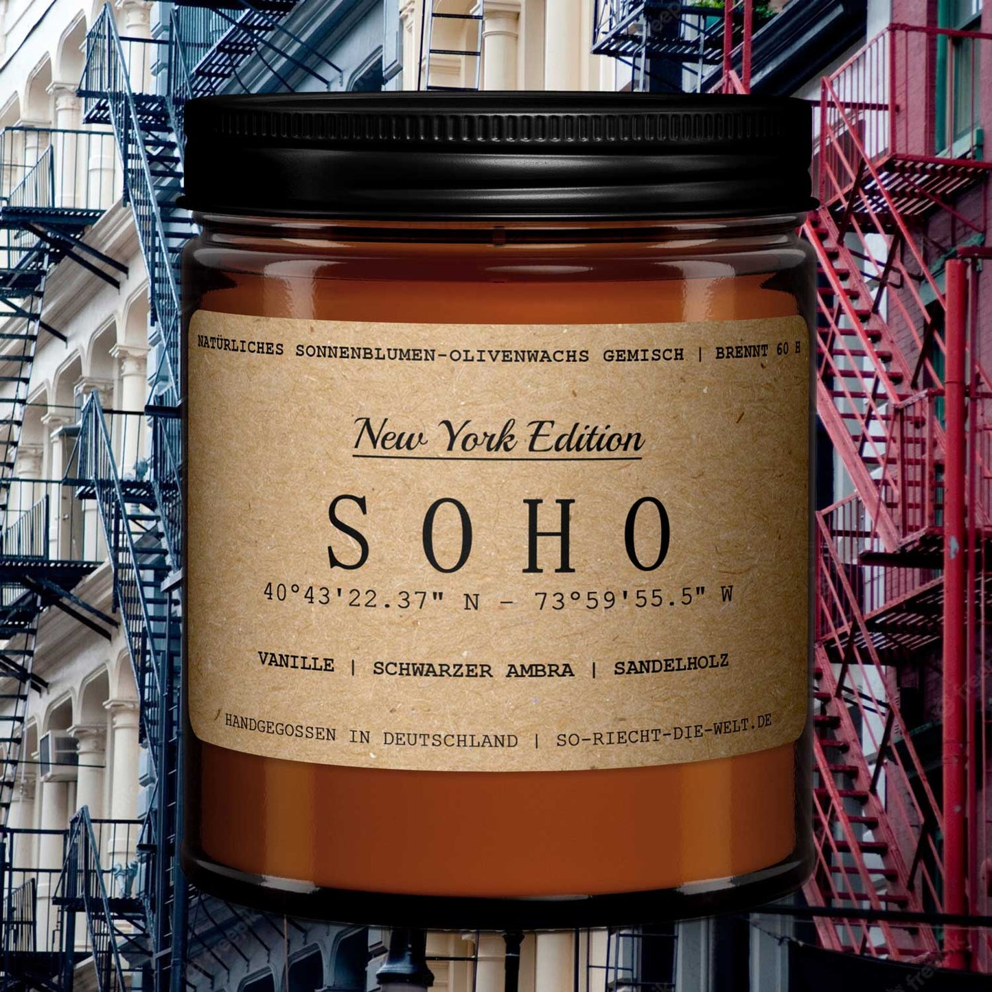 Soho Kerze - New York Edition - Vanille | schwarzer Ambra | Sandelholz-0