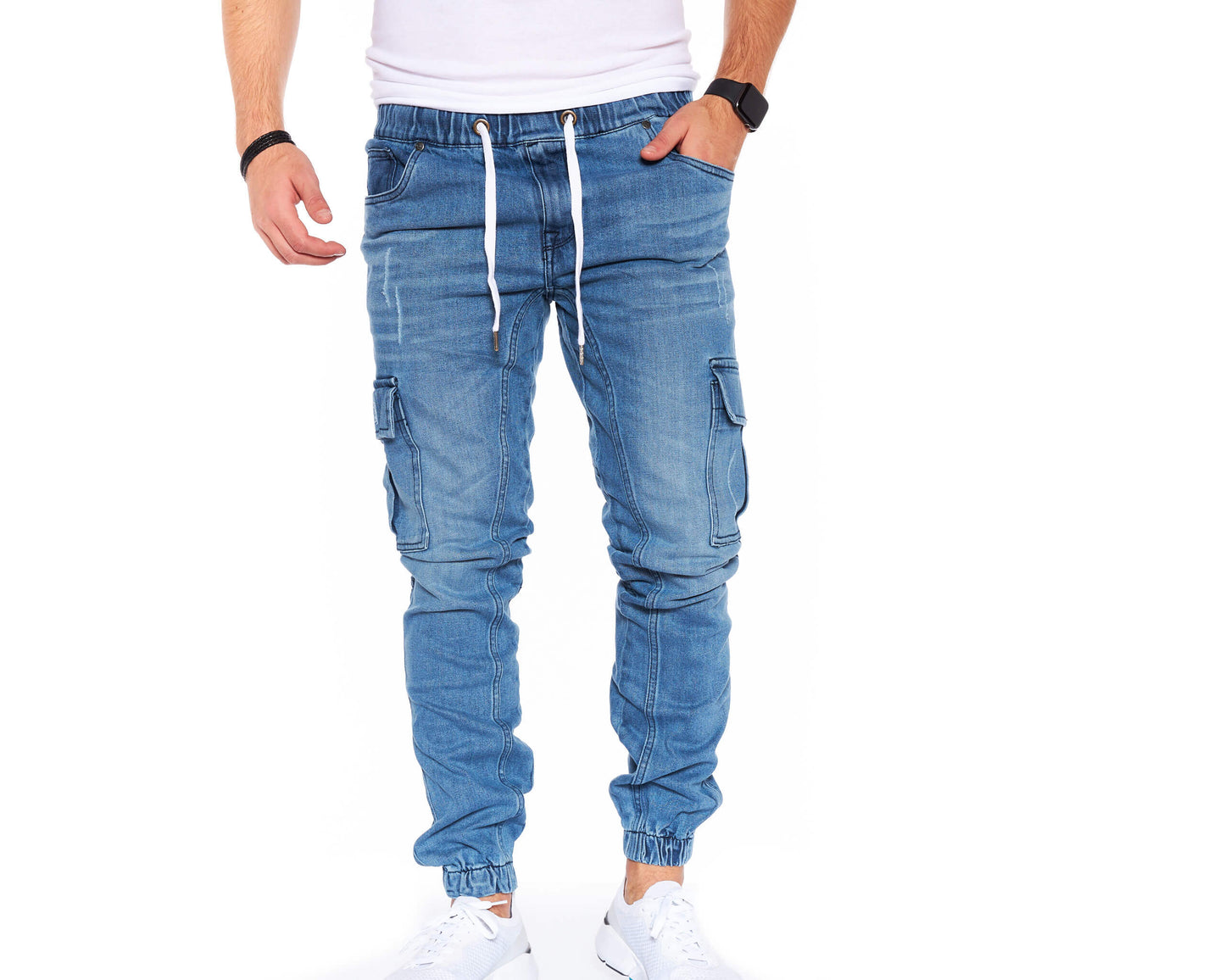 STYLEKO Cargo Jeans Hose Elastischer Hosenband-2