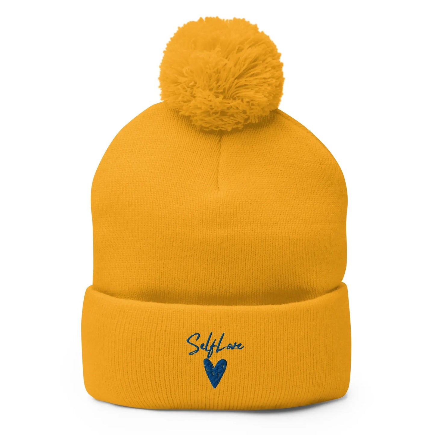 Self Love - Pom-Pom Beanie - Winter Beanie with Embroidery-4