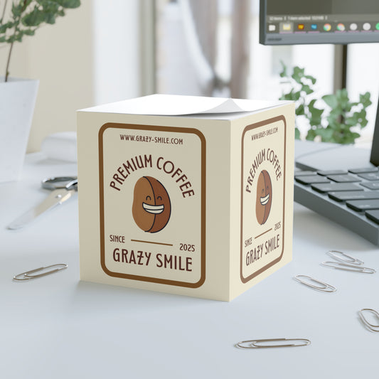 Note cube with coffee motif