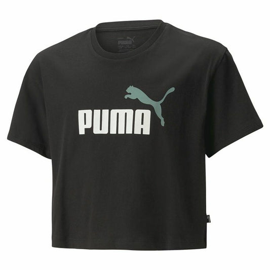 Child's Short Sleeve T-Shirt Puma Logo Cropped  Black-0