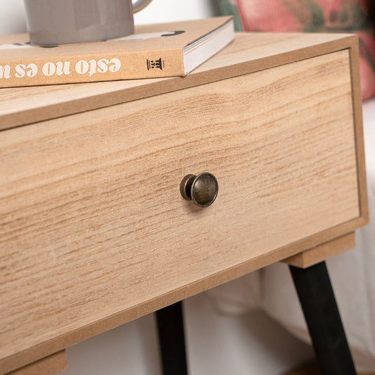 Nightstand Vinthera Moa Steel Natural 35 x 26 x 50 cm-1