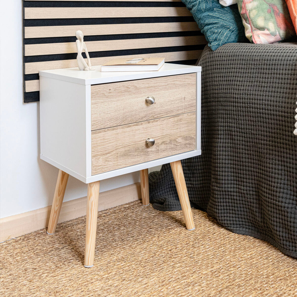Nightstand Vinthera Moa White Brown 40 x 49,5 x 30 cm-4
