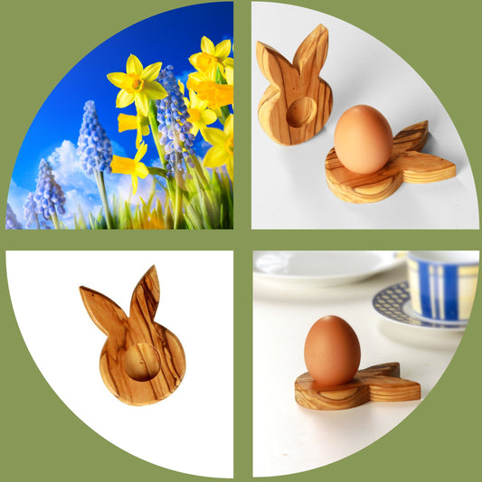 Osterdeko Eierständer Hase Tischdeko aus Olivenholz-1