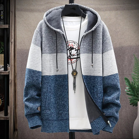 Fleece cardigan with hood