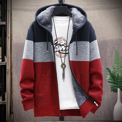 Fleece cardigan with hood