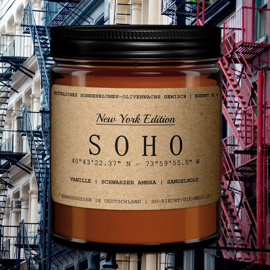 Soho Kerze - New York Edition - Vanille | schwarzer Ambra | Sandelholz-0