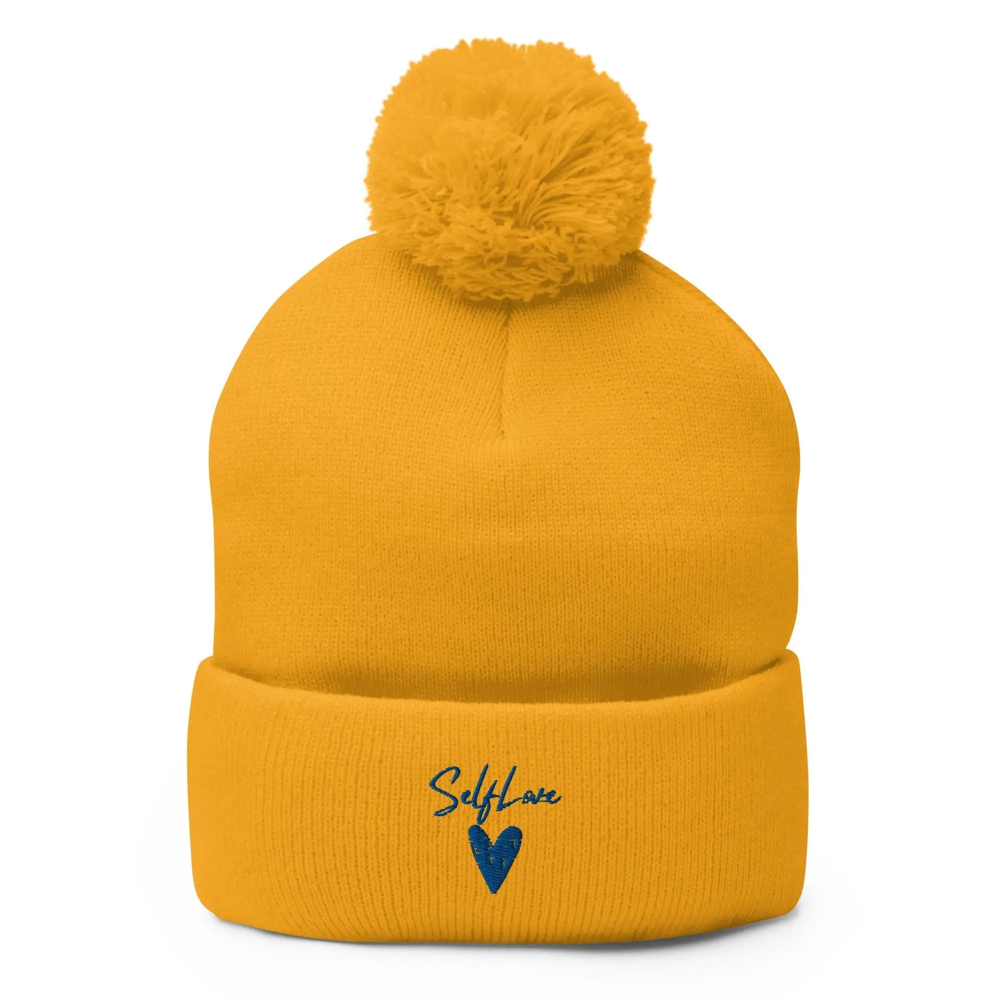 Self Love - Pom-Pom Beanie - Winter Beanie with Embroidery-4